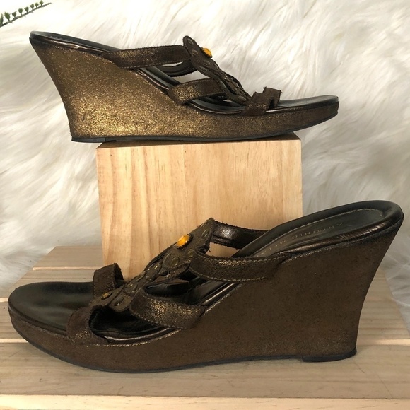 Antonio Milani Bahama Leather Wedge Sandal - Picture 1 of 7